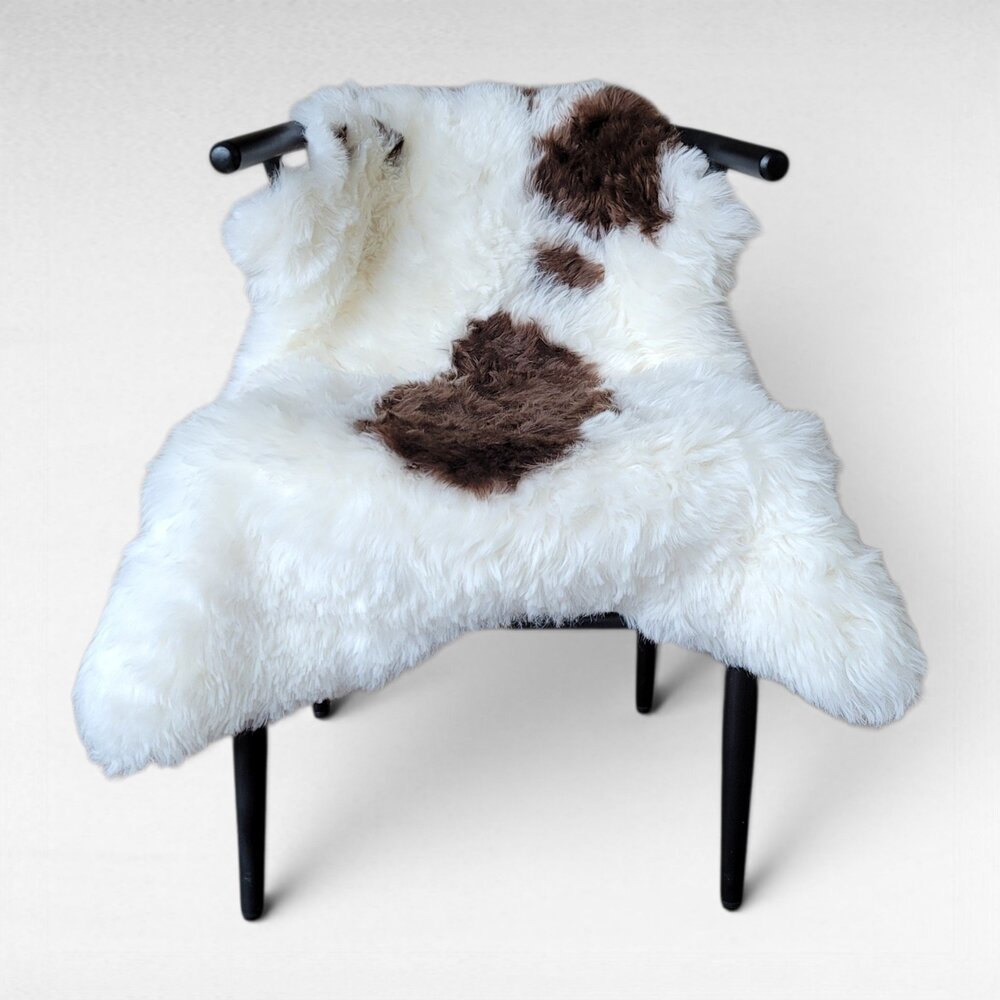 Genuine Icelandic Lambskin Rug Supple Flexible Brown Spots Pelt Throw 42" x 32"
